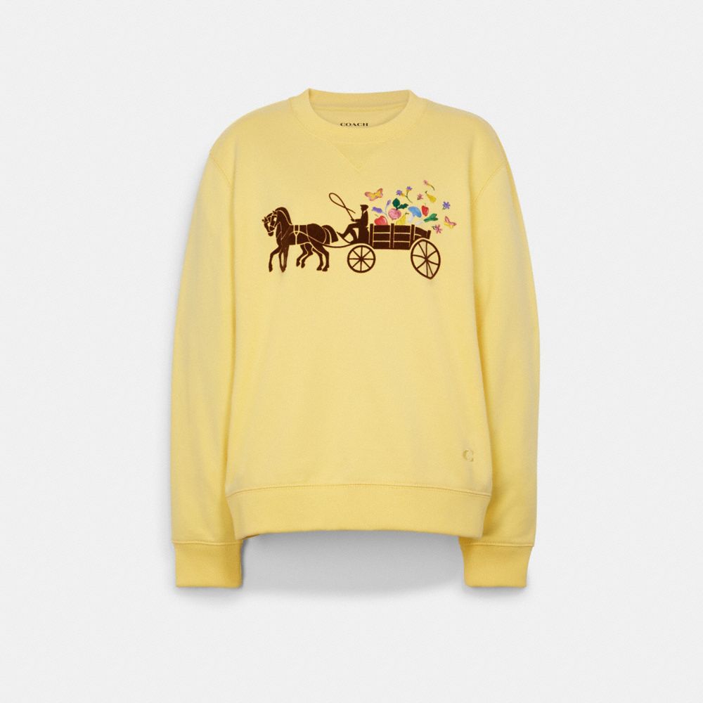 Horse And Carriage Garden Crewneck - C8804 - YELLOW