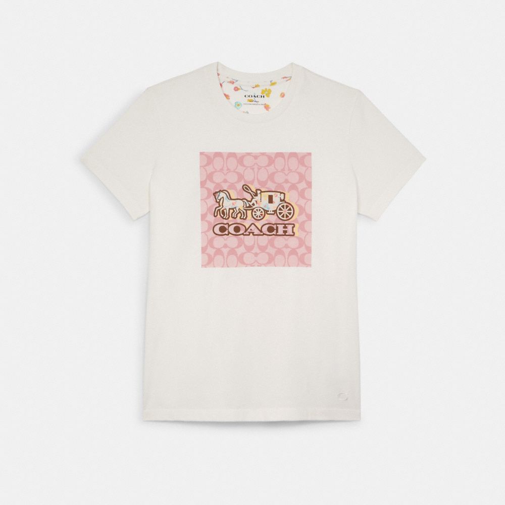 Spring Horse And Carriage Signature T Shirt - PINK - COACH C8807