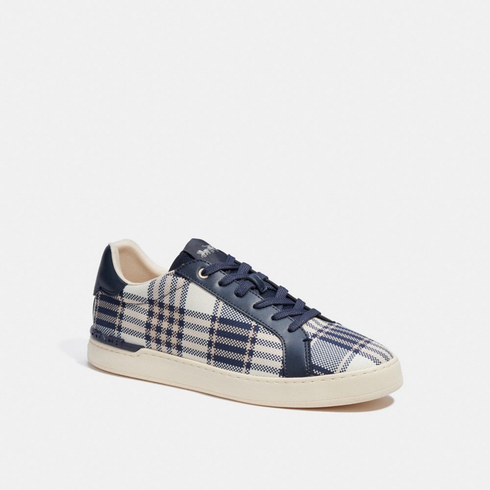 Clip Low Top Sneaker With Plaid Print - C8809 - MIDNIGHT NAVY