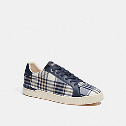 COACH C8809 Clip Low Top Sneaker With Plaid Print MIDNIGHT NAVY