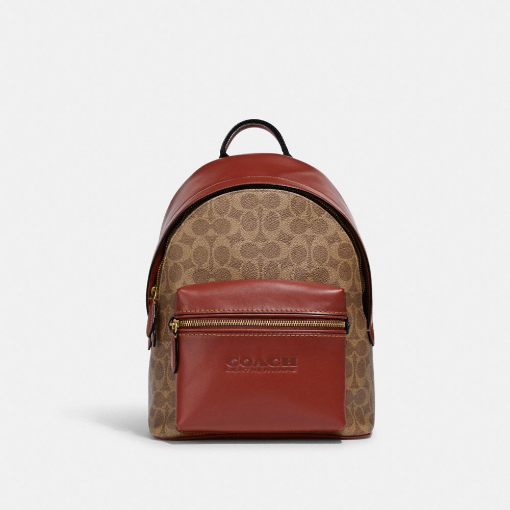 COACH C8847 Charter Backpack 24 In Signature Canvas BRASS/TAN/RUST