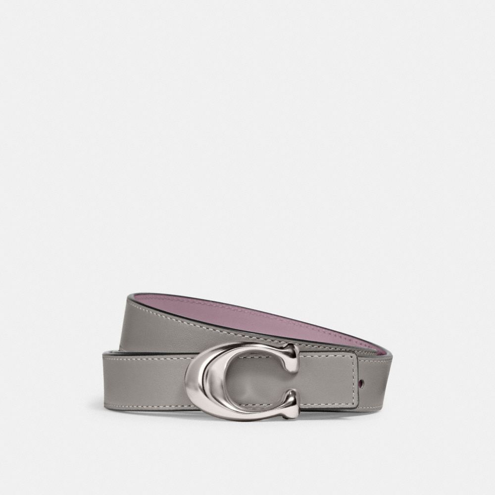 COACH C8853 Sculpted Signature Buckle Belt, 25 Mm Silver/Dove Grey Ice Purple