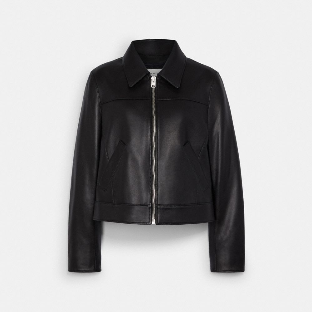 COACH Leather Jacket - BLACK - C8878