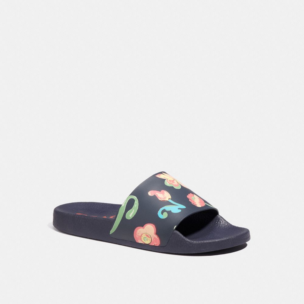 Uli Sport Slide With Floral - C8914 - Midnight Navy