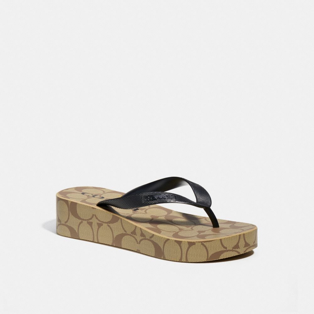 COACH C8917 Lynn Flip Flop KHAKI/BLACK