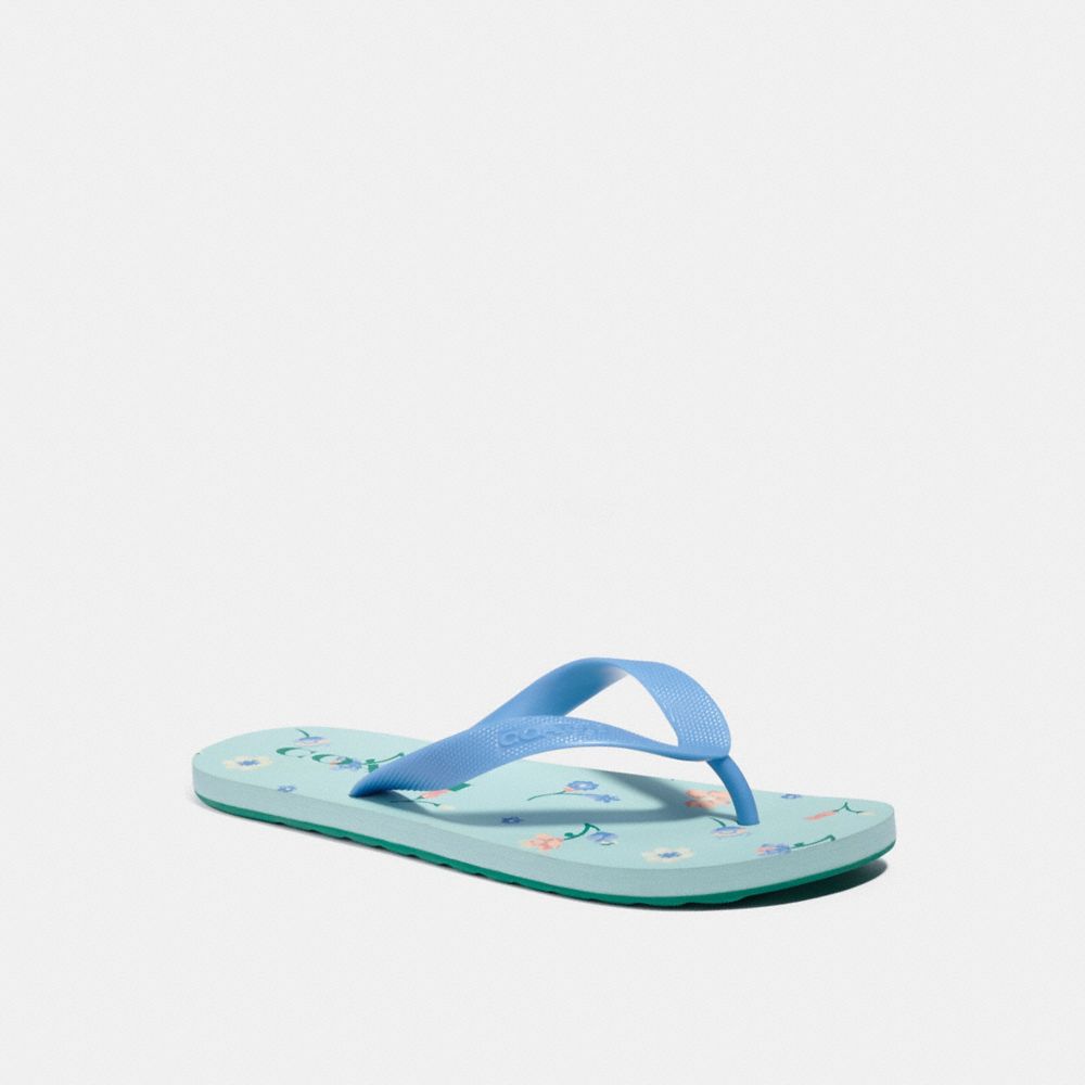 COACH Zak Flip Flop With Floral - LIGHT TEAL - C8919