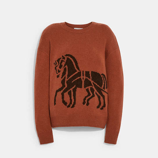 C8947 - Horse And Carriage Wrap Intarsia Sweater Brown