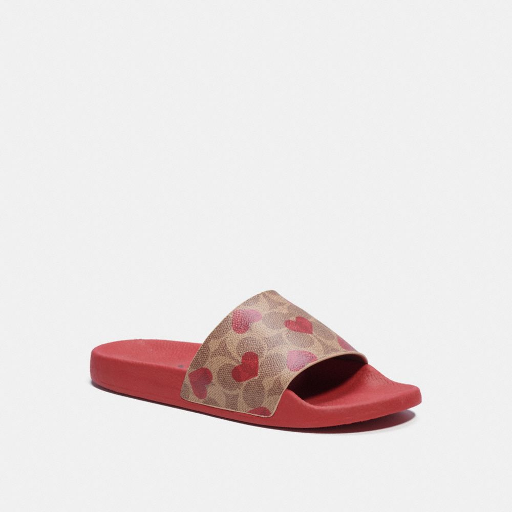 C8997 - Udele Sport Slide With Heart Print Electric Red