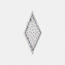 COACH C8999 - Signature Tennis Print Silk Diamond Scarf CHALK/RED