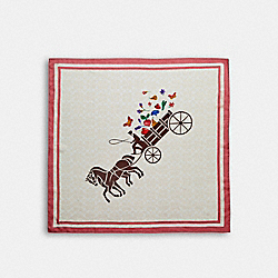 Horse And Carriage Veggie Cart Print Silk Square Scarf - CHALK - COACH C9006