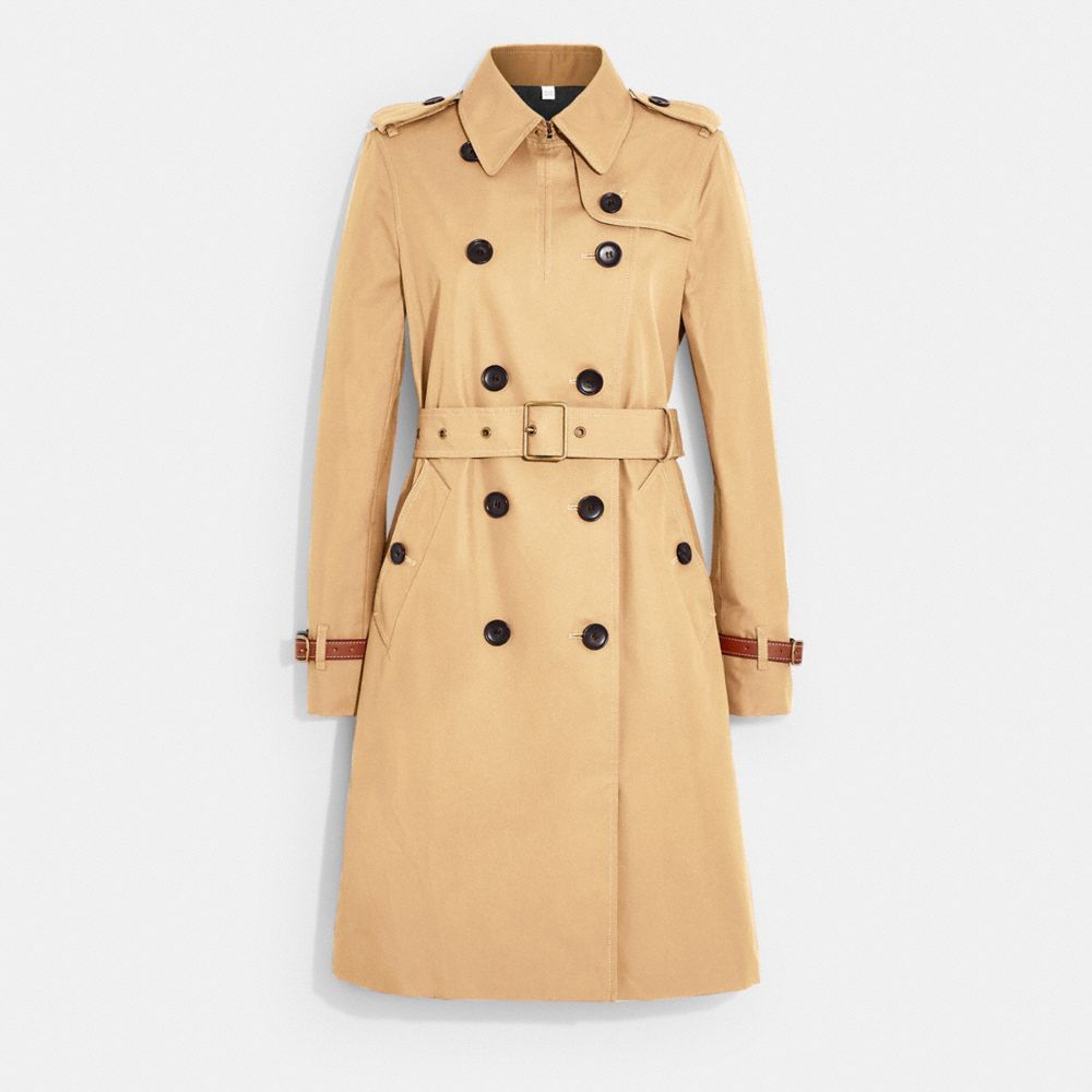 COACH C9042 Icon Trench Coat In Organic Cotton And Recycled Polyester LIGHT KHAKI