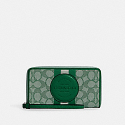 Dempsey Large Phone Wallet In Signature Jacquard With Stripe And Coach Patch - C9073 - Silver/Green