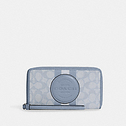 Dempsey Large Phone Wallet In Signature Jacquard With Stripe And Coach Patch - C9073 - SILVER/MARBLE BLUE