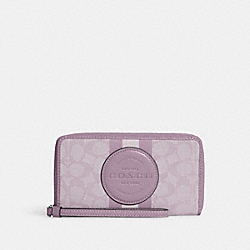 COACH C9073 Dempsey Large Phone Wallet In Signature Jacquard With Stripe And Coach Patch SV/SOFT LILAC