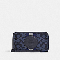 Dempsey Large Phone Wallet In Signature Jacquard With Stripe And Coach Patch - C9073 - Silver/Denim/Midnight Navy Multi