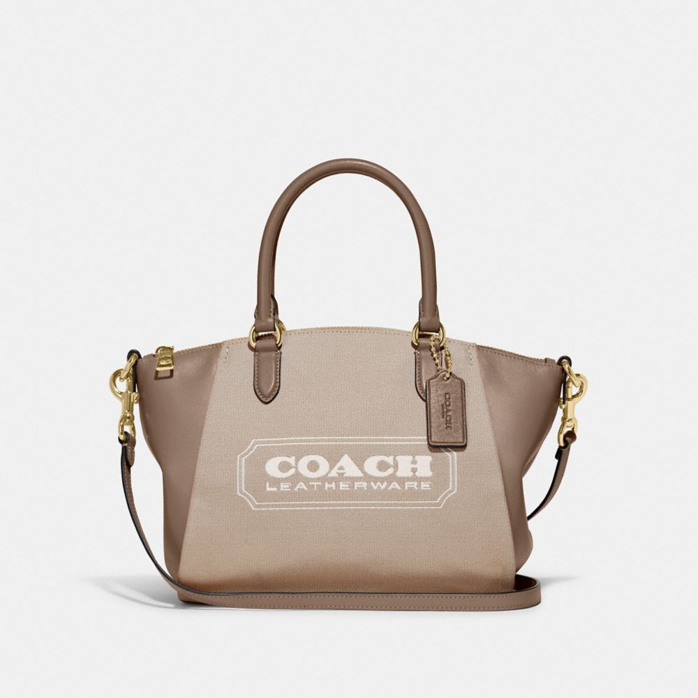 C9079 - Elise Satchel With Coach Badge GD/Salt Black