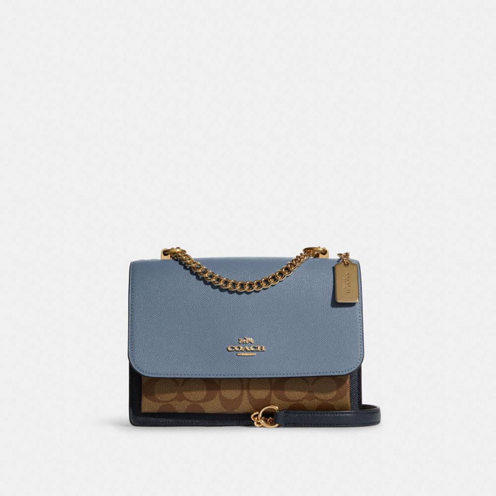 COACH Klare Crossbody In Colorblock Signature Canvas - GOLD/KHAKI/ MARBLE BLUE MULTI - C9080