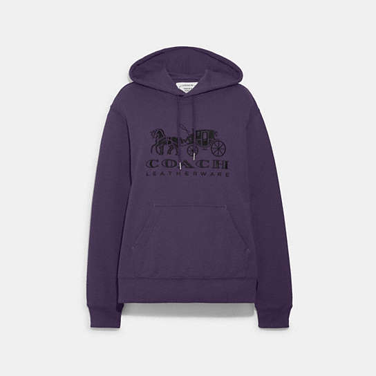 C9113 - Horse And Carriage Hoodie In Organic Cotton Dark Purple