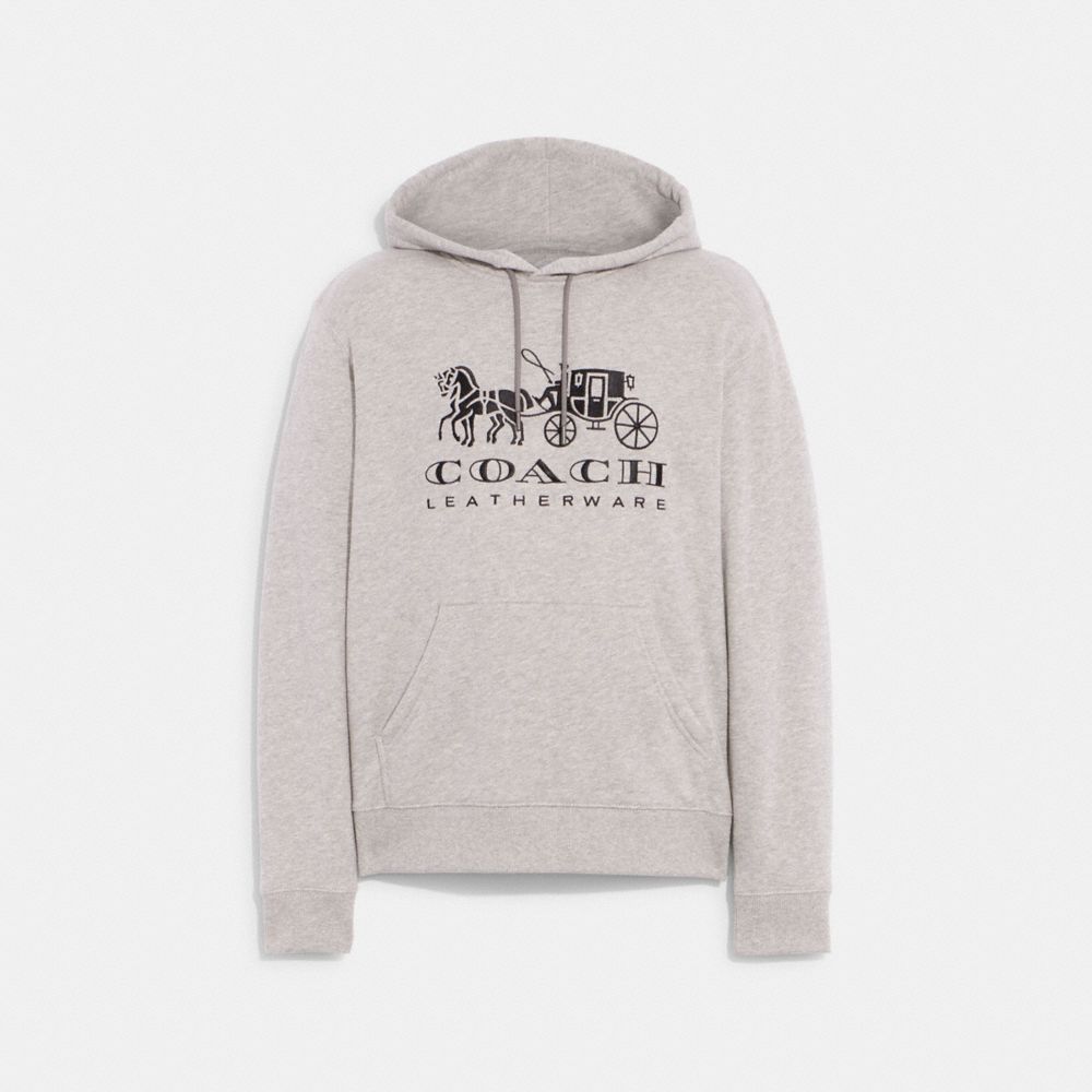 COACH C9113 Horse And Carriage Hoodie In Organic Cotton Heather Grey