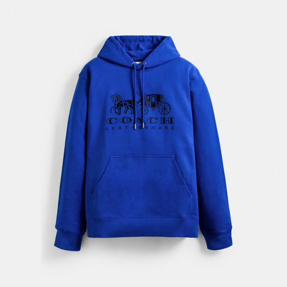 COACH C9113 Horse And Carriage Hoodie In Organic Cotton Blue Fin