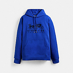 COACH C9113 Horse And Carriage Hoodie In Organic Cotton BLUE FIN