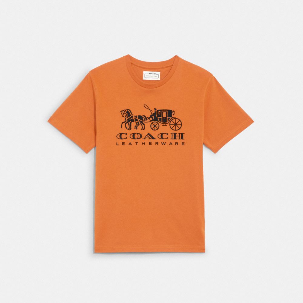 COACH C9114 Horse And Carriage T Shirt In Organic Cotton PAPAYA