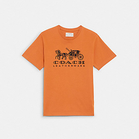 COACH C9114 Horse And Carriage T Shirt In Organic Cotton PAPAYA