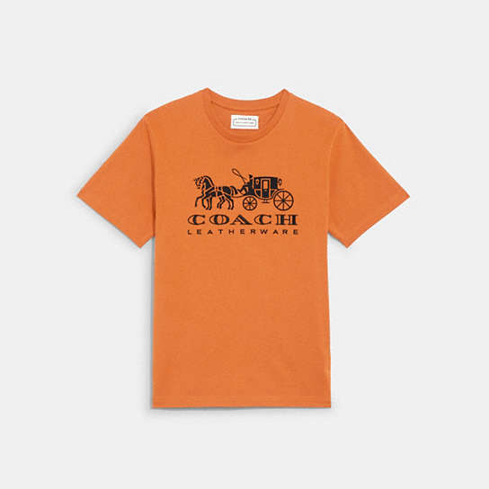 C9114 - Horse And Carriage T Shirt In Organic Cotton PAPAYA