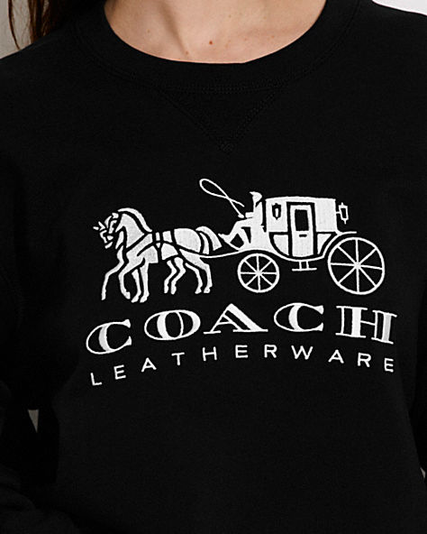 EVERGREEN HORSE AND CARRIAGE CREWNECK SWEATSHIRT IN ORGANIC COTTON