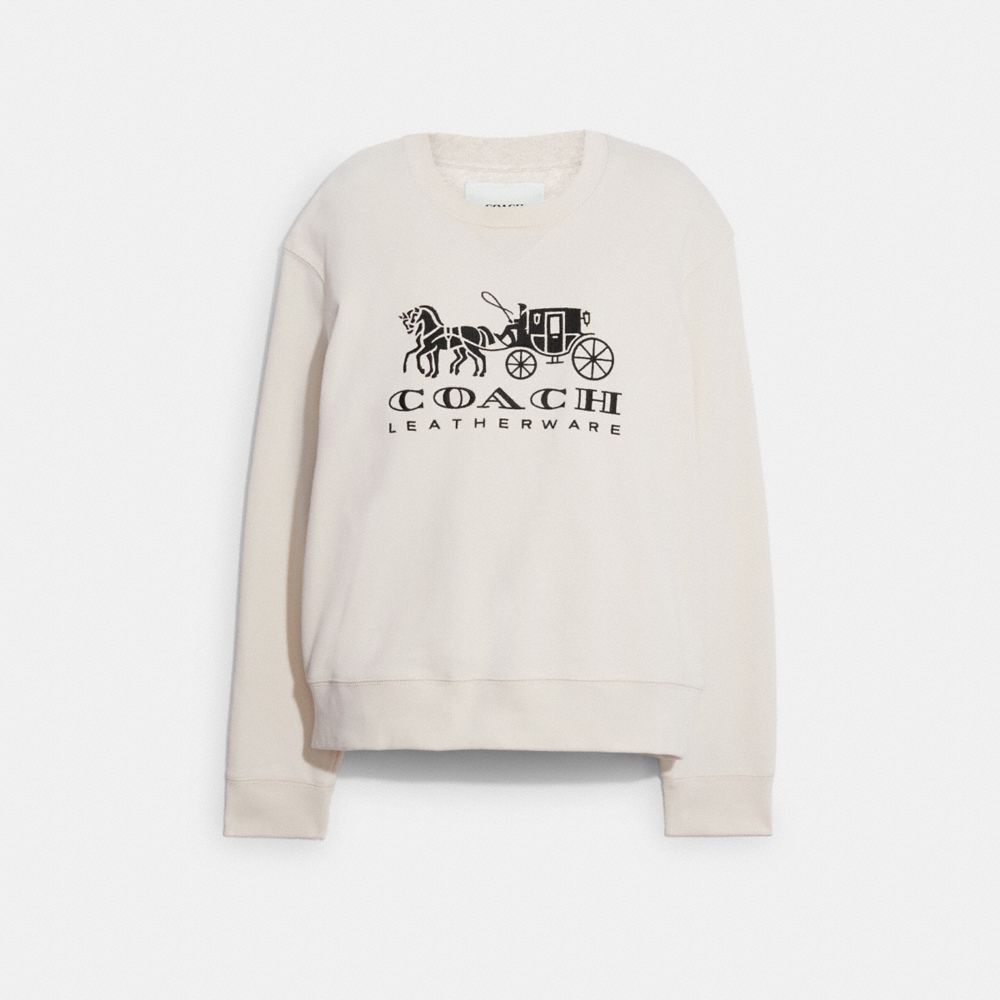 COACH C9116 Horse And Carriage Crewneck Sweatshirt In Organic Cotton Chalk