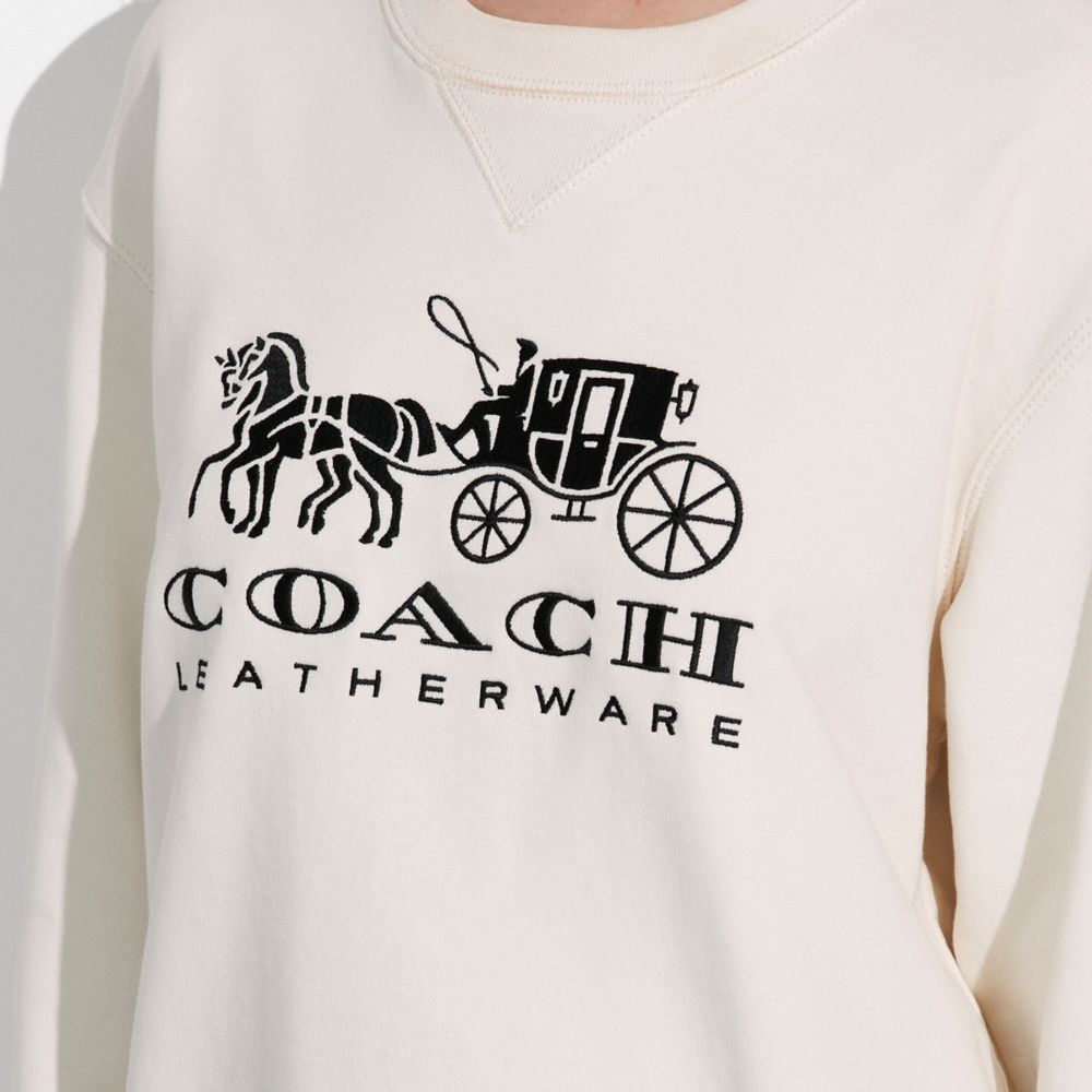 EVERGREEN HORSE AND CARRIAGE CREWNECK SWEATSHIRT IN ORGANIC COTTON