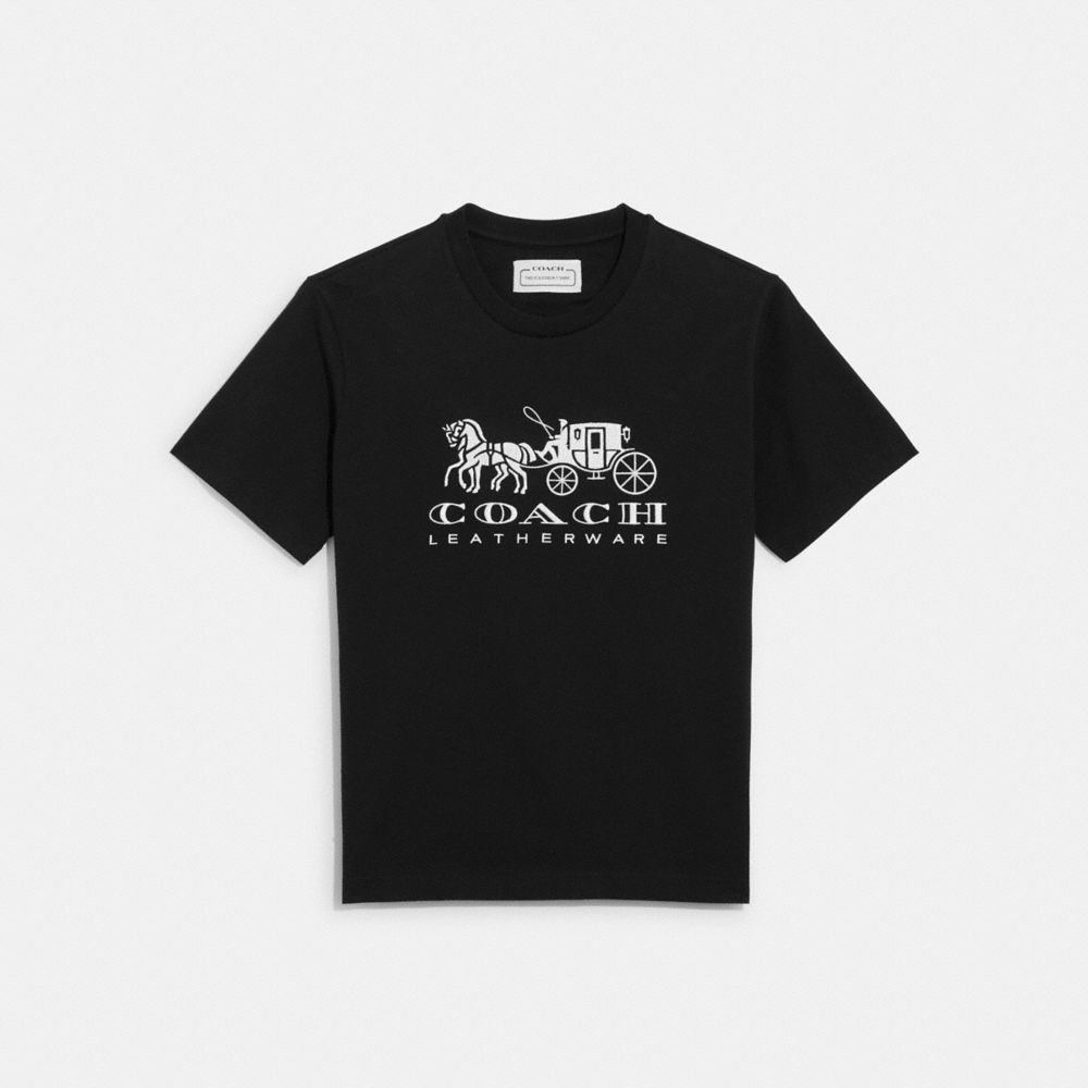EVERGREEN HORSE AND CARRIAGE T-SHIRT IN ORGANIC COTTON