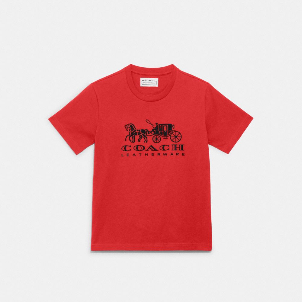 C9117 - Horse And Carriage T Shirt In Organic Cotton Sport Red