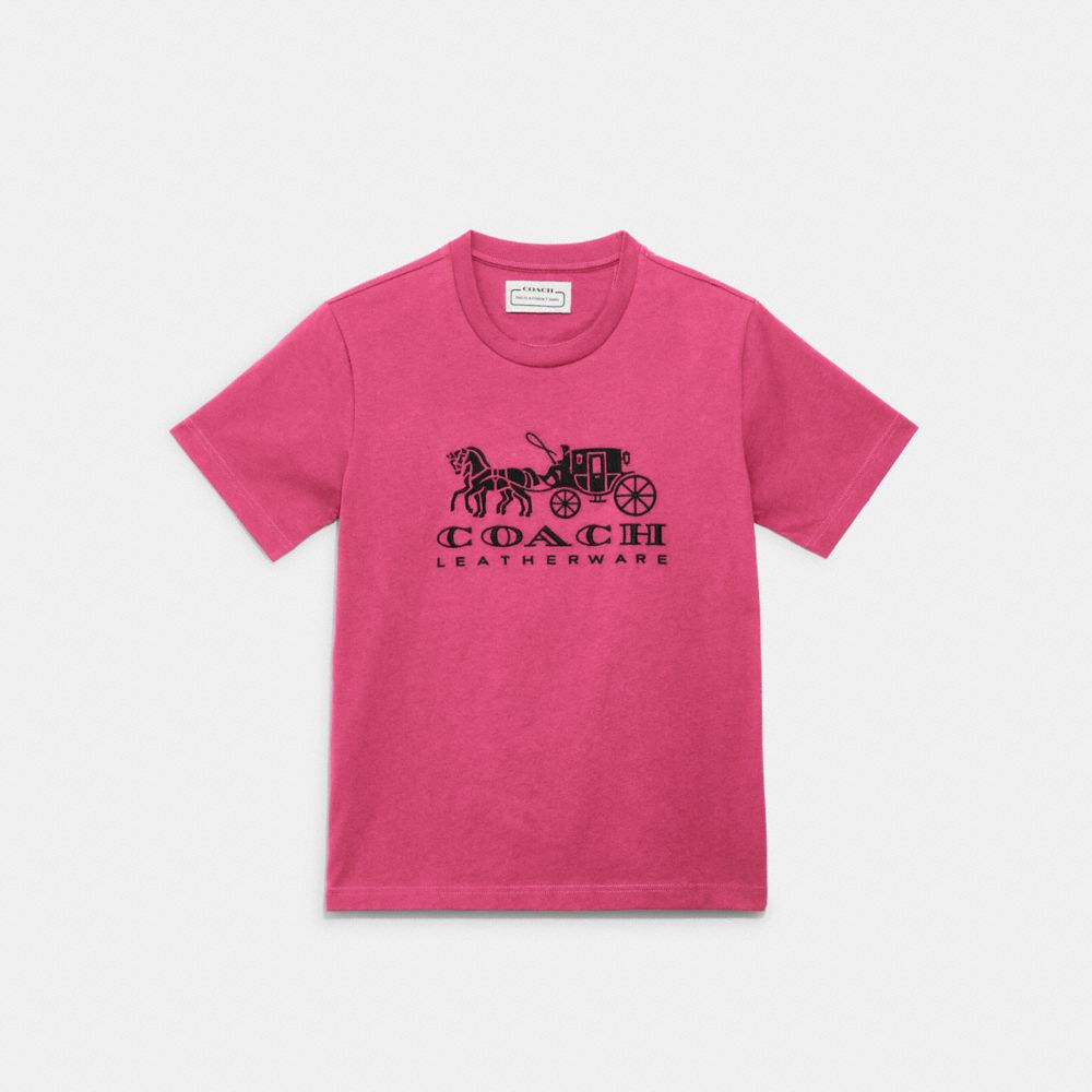 Horse And Carriage T Shirt In Organic Cotton - C9117 - Petunia