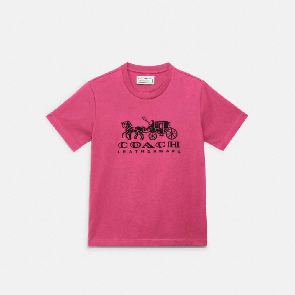 COACH C9117 Horse And Carriage T Shirt In Organic Cotton PETUNIA