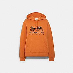 COACH C9118 Horse And Carriage Hoodie In Organic Cotton PAPAYA