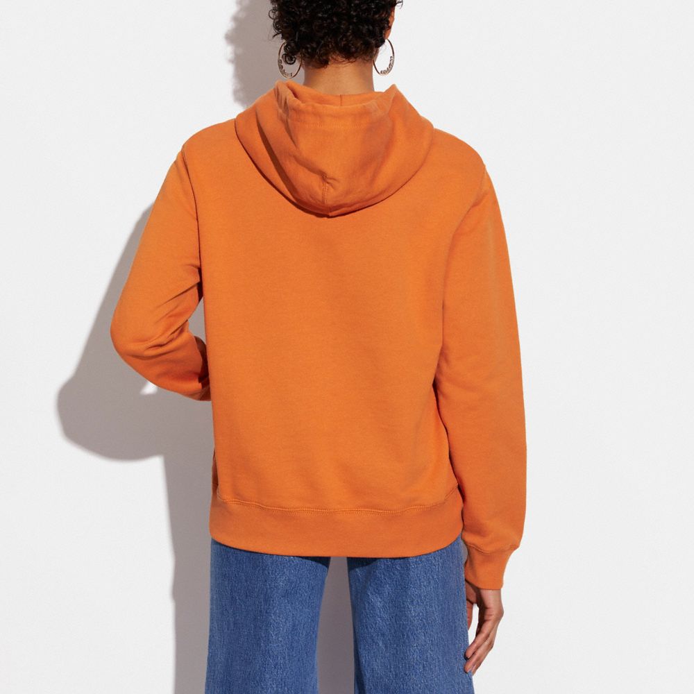 HORSE AND CARRIAGE HOODIE IN ORGANIC COTTON-PAPAYA