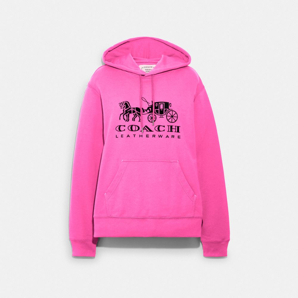 Horse And Carriage Hoodie In Organic Cotton - C9118 - Petunia
