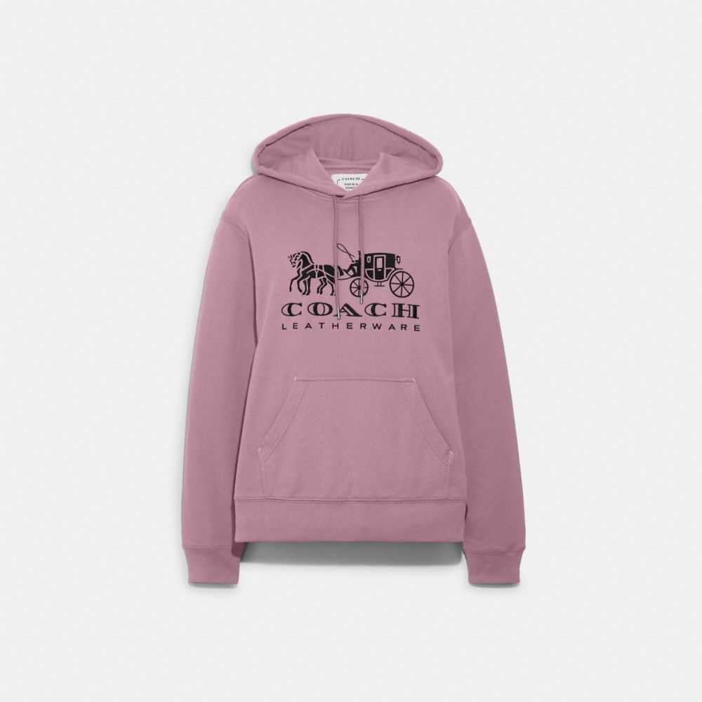 COACH C9118 Horse And Carriage Hoodie In Organic Cotton Deep Berry