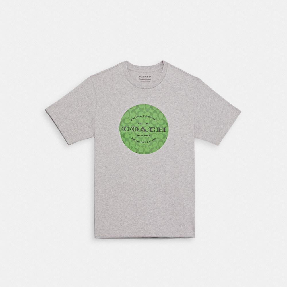 COACH C9140 Signature T Shirt HEATHER-GREY-GREEN