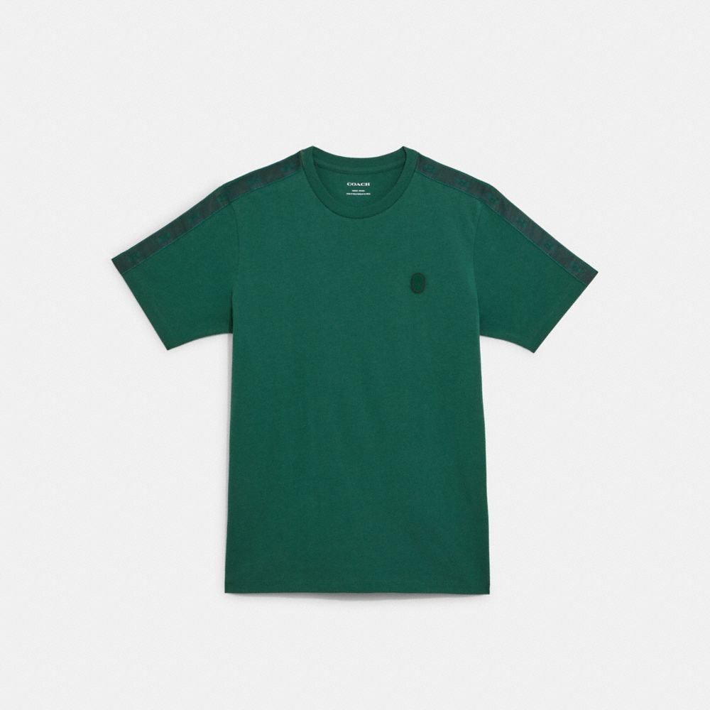 COACH C9141 Signature Tape T Shirt Verdant Green