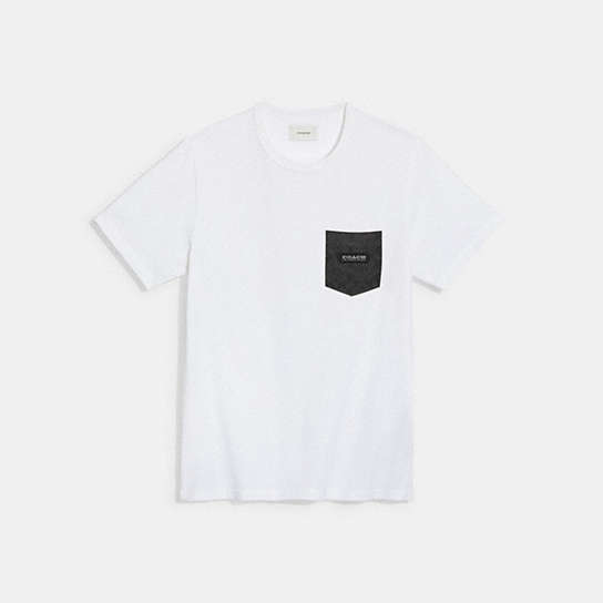 C9148 - Essential Pocket T Shirt In Organic Cotton White/Charcoal Signature