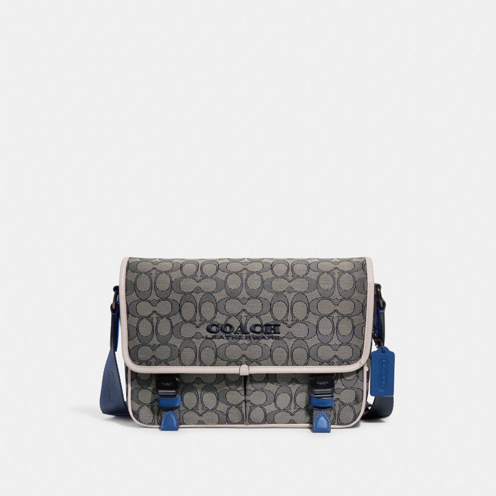 COACH C9158 League Messenger Bag In Signature Jacquard NAVY/STEAM