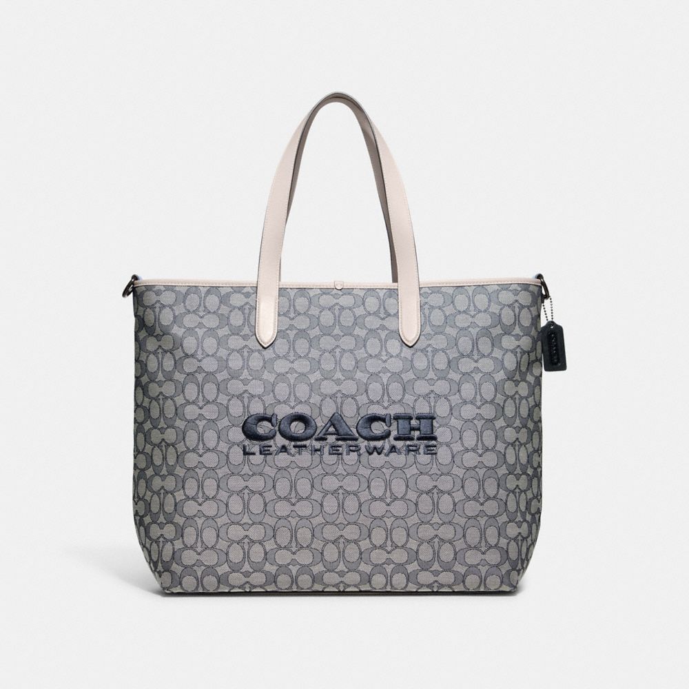 C9159 - League Tote In Signature Jacquard Navy/Steam