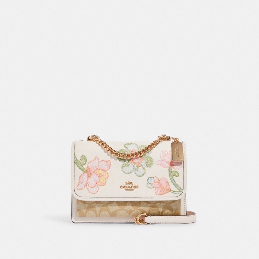 COACH C9230 Klare Crossbody In Signature Canvas With Floral Embroidery GOLD/LIGHT KHAKI CHALK MULTI