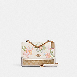 Klare Crossbody In Signature Canvas With Floral Embroidery - C9230 - GOLD/LIGHT KHAKI CHALK MULTI
