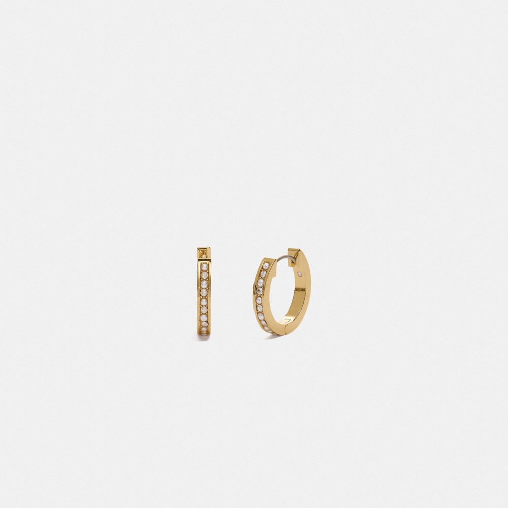 C9236 - Classic Crystal Pearl Huggie Earrings Gold