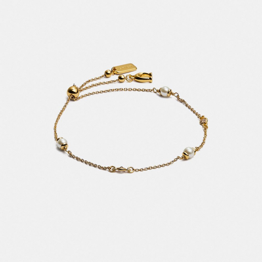 COACH C9238 Classic Crystal Pearl Slider Bracelet Gold