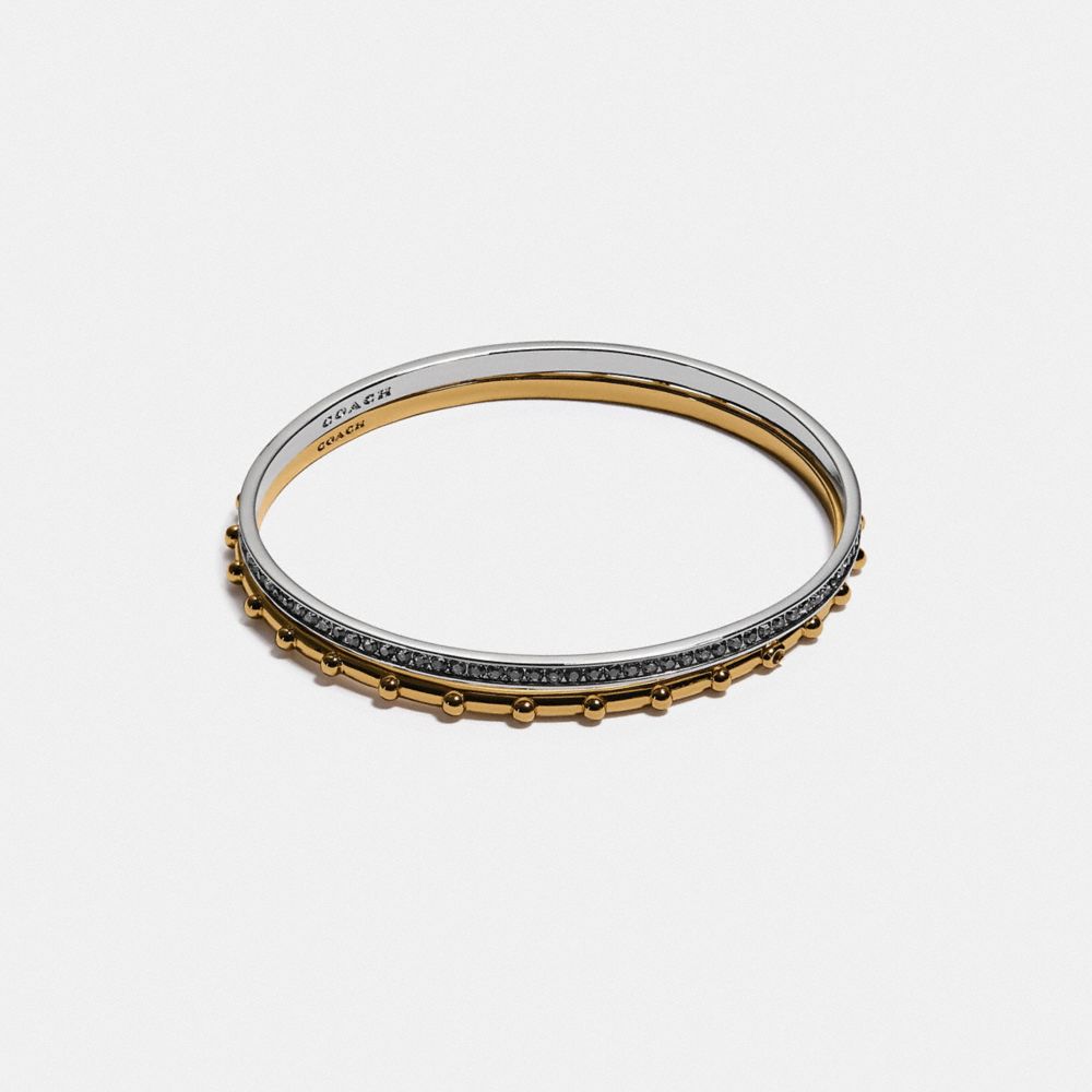 C9242 - Pegged And Pave Bangle Set Gold/Silver