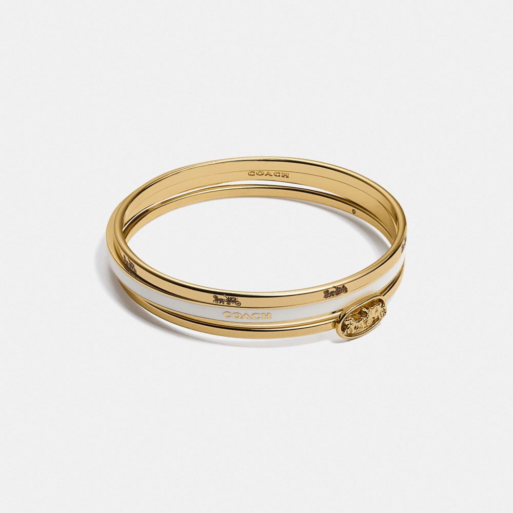 C9244 - Horse And Carriage Bangle Set Gold/Chalk